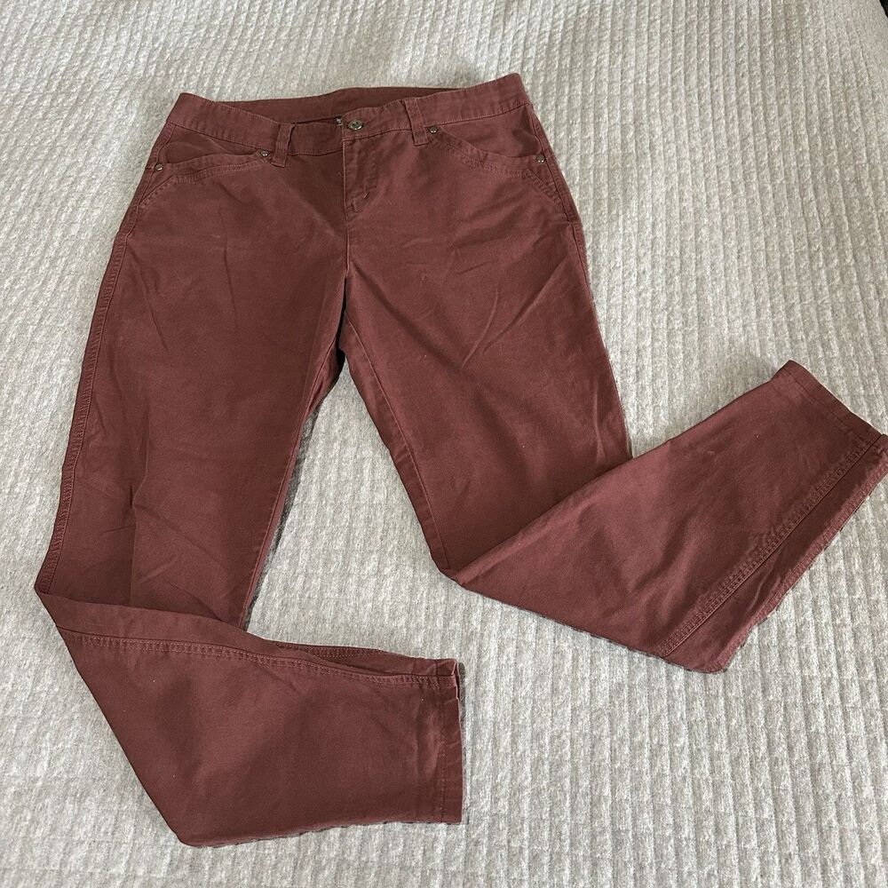 Kuhl Chino Cotton Pants Straight/Skinny Leg Womens Size 12 Utility Burgundy Work